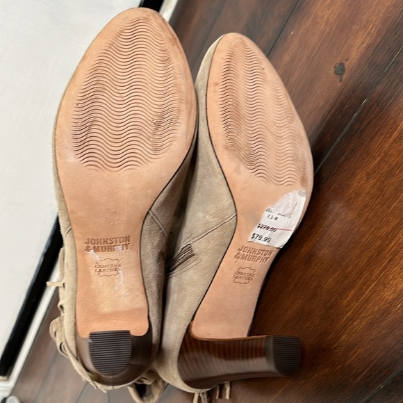 Johnston & Murphy Keaton  Leather Ankle Boots Size 7.5 Fringe Cuff Weste… - Picture 9 of 13